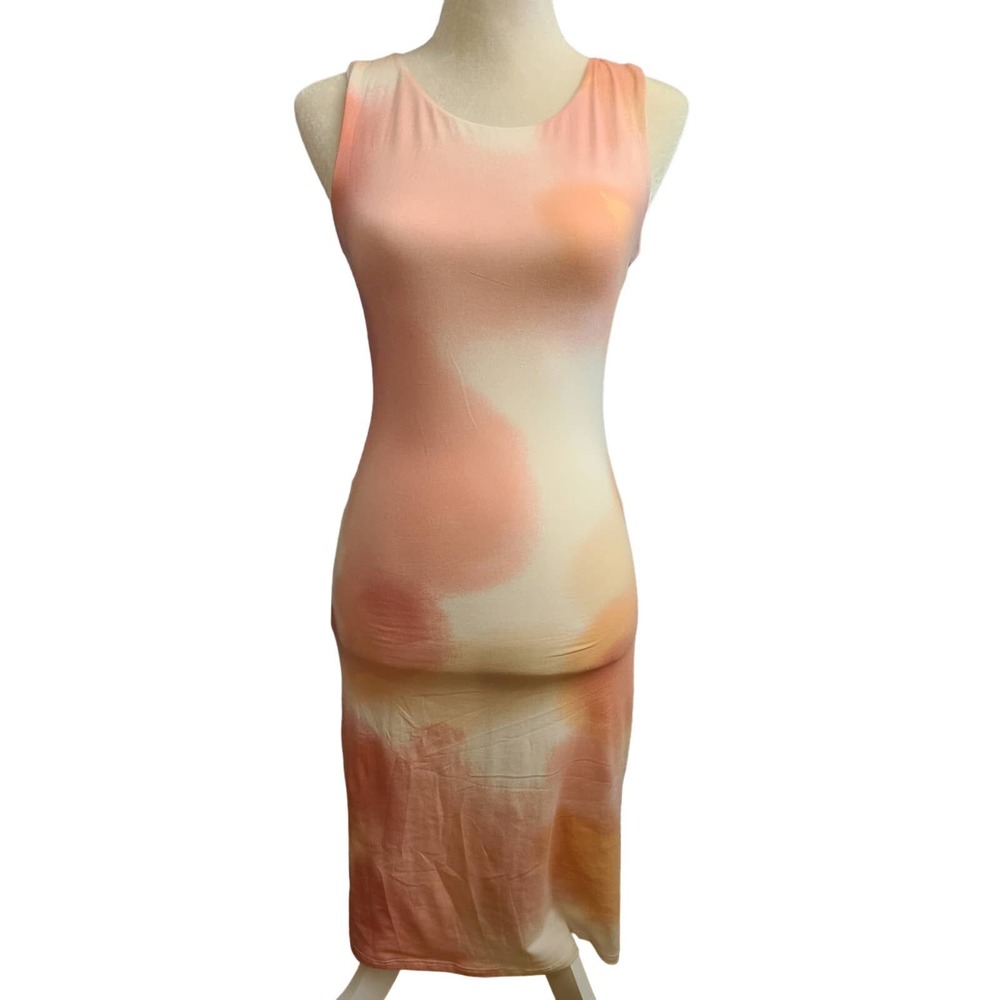EUC Velvet Torch Pastel Watercolor Midi Dress Size S